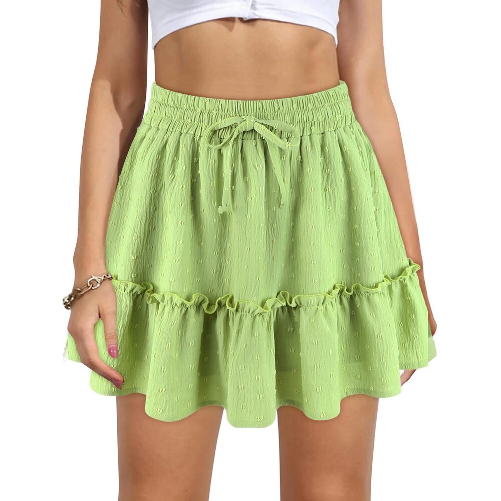 5506 Green Skirt Summer Skirts for Teens - Ruffle Mini Boho Flowy Cute